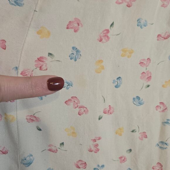 Vtg Jacklyn Smith Softgirl Floral Midi Cream Skirt Button Front Pastel 8 Small - Picture 4 of 8